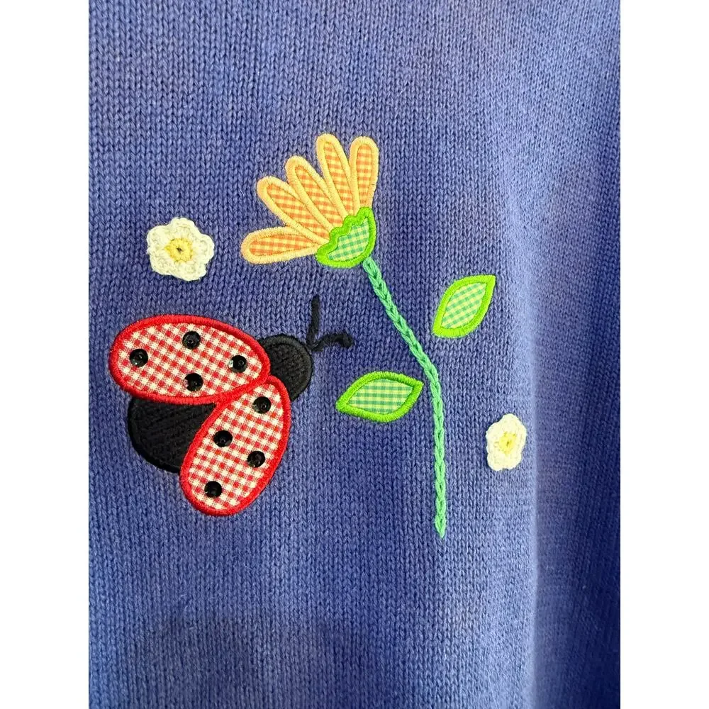 90s/Y2K Short Sleeve Ladybug Cardigan size XL - Picture 6 of 7